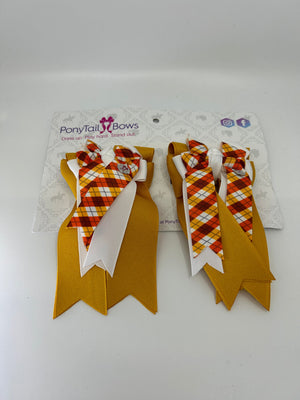 PonyTail Bows 3" Tails Falling In Gold PonyTail Bows equestrian team apparel online tack store mobile tack store custom farm apparel custom show stable clothing equestrian lifestyle horse show clothing riding clothes PonyTail Bows | Equestrian Hair Accessories horses equestrian tack store