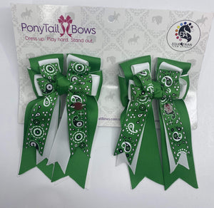 PonyTail Bows 3" Tails Green Bandana Bows equestrian team apparel online tack store mobile tack store custom farm apparel custom show stable clothing equestrian lifestyle horse show clothing riding clothes PonyTail Bows | Equestrian Hair Accessories horses equestrian tack store