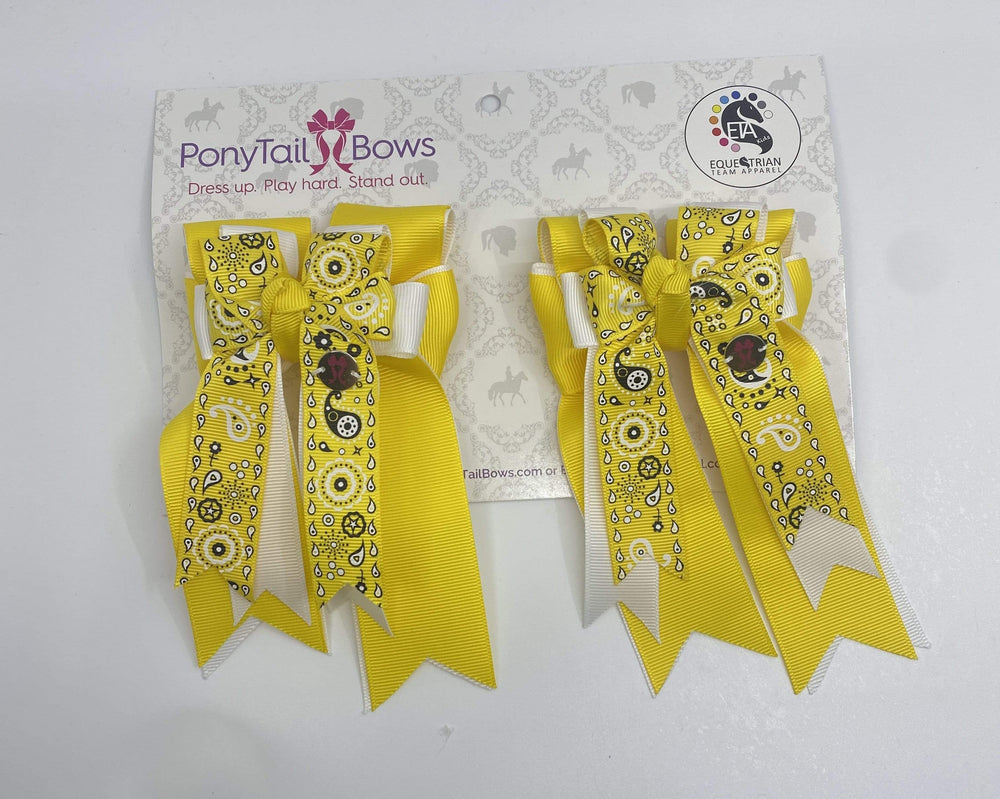 PonyTail Bows 3" Tails Yellow Bandana Bows equestrian team apparel online tack store mobile tack store custom farm apparel custom show stable clothing equestrian lifestyle horse show clothing riding clothes PonyTail Bows | Equestrian Hair Accessories horses equestrian tack store
