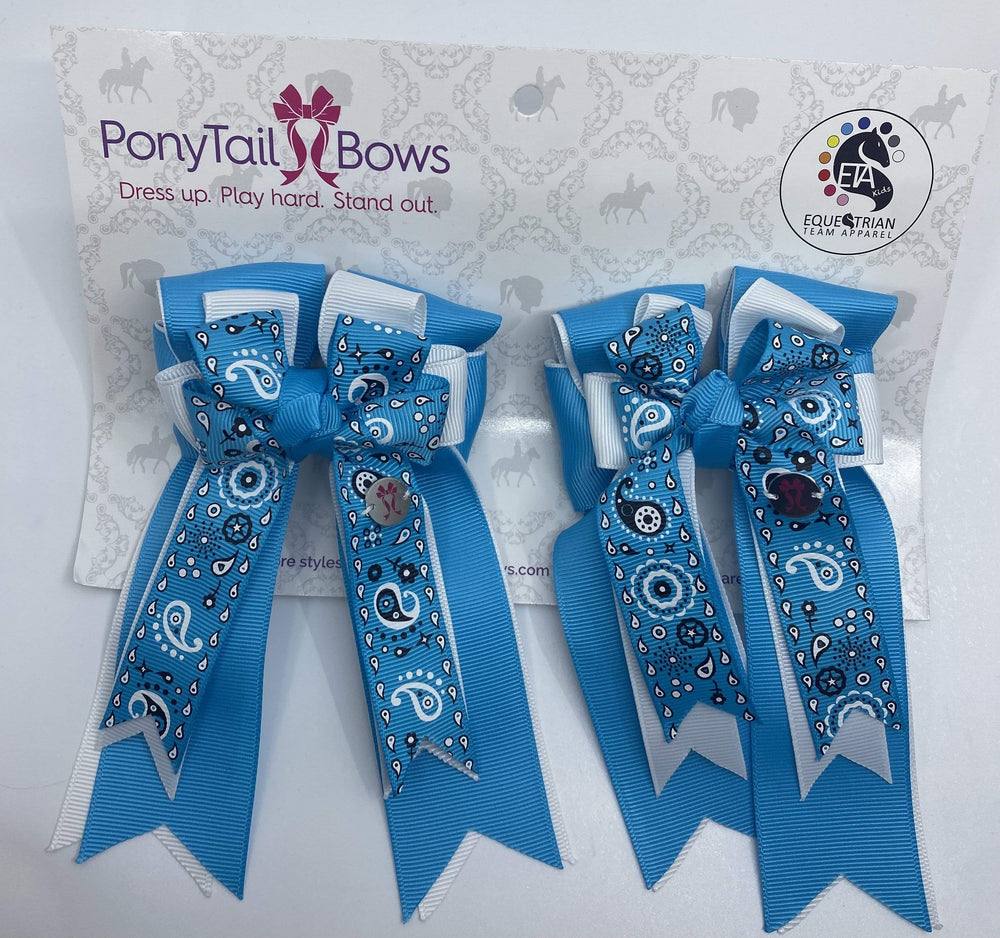 PonyTail Bows 3" Tails Ocean Bandana Bows equestrian team apparel online tack store mobile tack store custom farm apparel custom show stable clothing equestrian lifestyle horse show clothing riding clothes PonyTail Bows | Equestrian Hair Accessories horses equestrian tack store