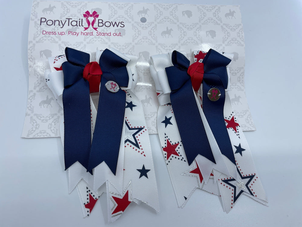 PonyTail Bows 3" Tails Star Spangled PonyTail Bows equestrian team apparel online tack store mobile tack store custom farm apparel custom show stable clothing equestrian lifestyle horse show clothing riding clothes PonyTail Bows | Equestrian Hair Accessories horses equestrian tack store