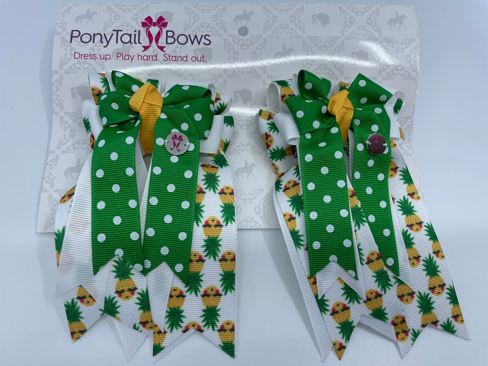 PonyTail Bows 3" Tails Pineapple Party PonyTail Bows equestrian team apparel online tack store mobile tack store custom farm apparel custom show stable clothing equestrian lifestyle horse show clothing riding clothes PonyTail Bows | Equestrian Hair Accessories horses equestrian tack store