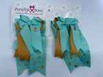 PonyTail Bows 3" Tails Starry Night- Seafoam PonyTail Bows equestrian team apparel online tack store mobile tack store custom farm apparel custom show stable clothing equestrian lifestyle horse show clothing riding clothes PonyTail Bows | Equestrian Hair Accessories horses equestrian tack store