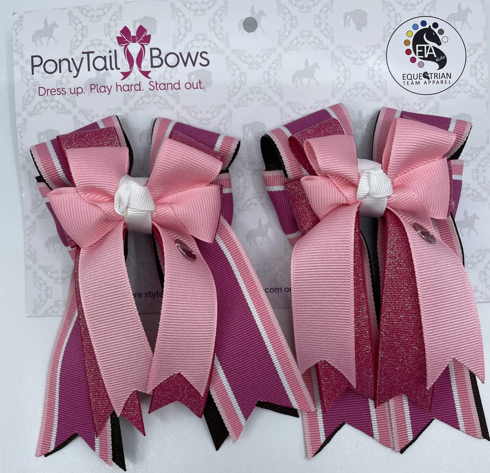 Satin Ribbon Ponytailer- Hot Pink + Light Pink Pink/Light Pink