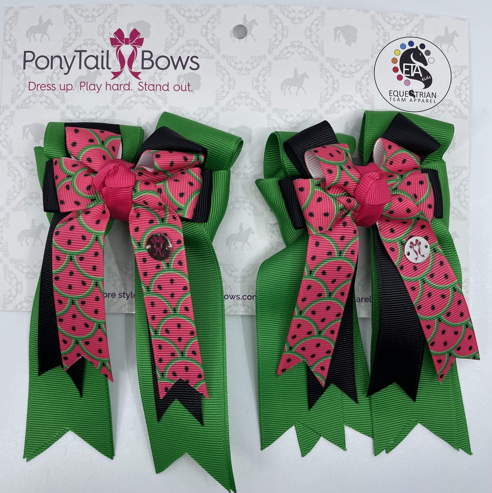 PonyTail Bows 3" Tails Watermelon Sugar/Green Base PonyTail Bows equestrian team apparel online tack store mobile tack store custom farm apparel custom show stable clothing equestrian lifestyle horse show clothing riding clothes PonyTail Bows | Equestrian Hair Accessories horses equestrian tack store?id=28085494186150