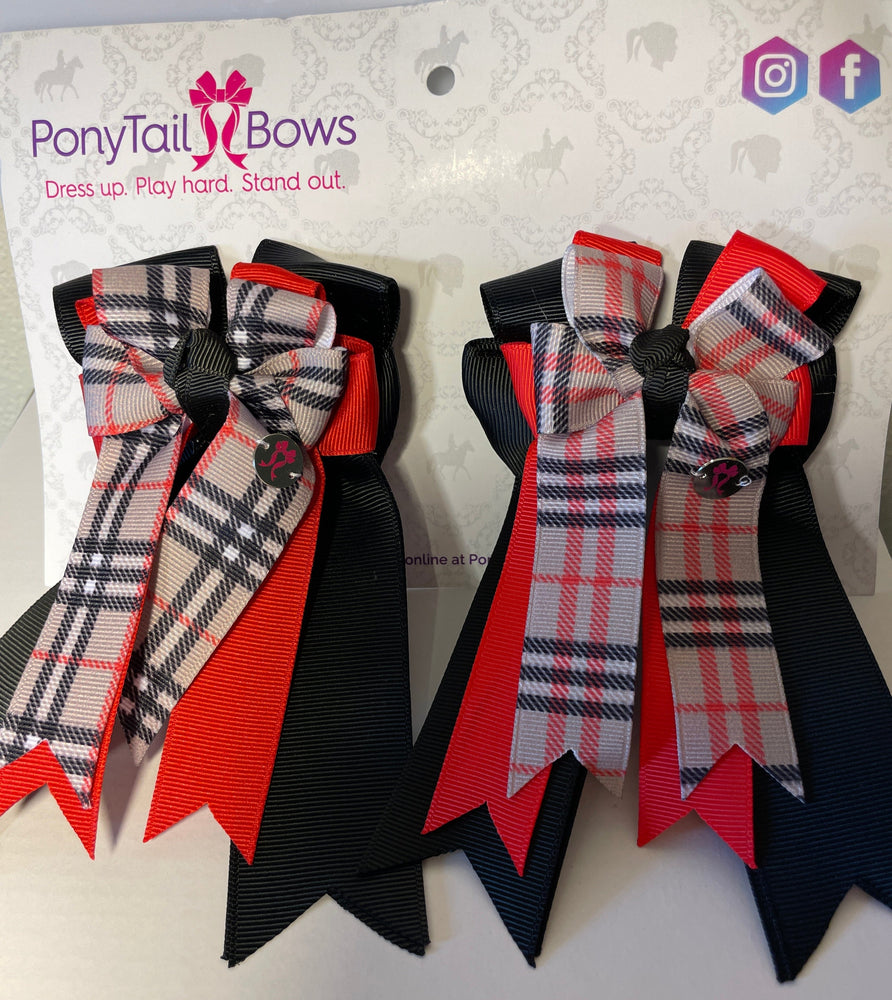 PonyTail Bows 3" Tails Burberry Black PonyTail Bows equestrian team apparel online tack store mobile tack store custom farm apparel custom show stable clothing equestrian lifestyle horse show clothing riding clothes PonyTail Bows | Equestrian Hair Accessories horses equestrian tack store