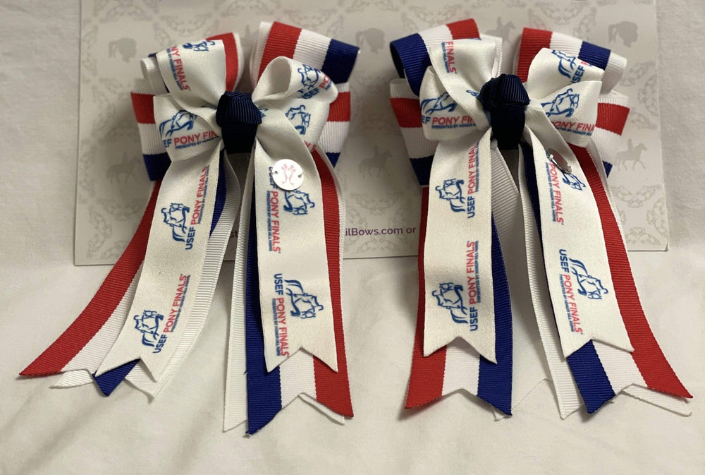 PonyTail Bows 3" Tails Pony Finals USA Stripes PonyTail Bows equestrian team apparel online tack store mobile tack store custom farm apparel custom show stable clothing equestrian lifestyle horse show clothing riding clothes PonyTail Bows | Equestrian Hair Accessories horses equestrian tack store