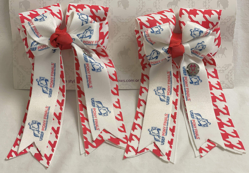 Pony Finals Red Houndstooth PonyTail Bows