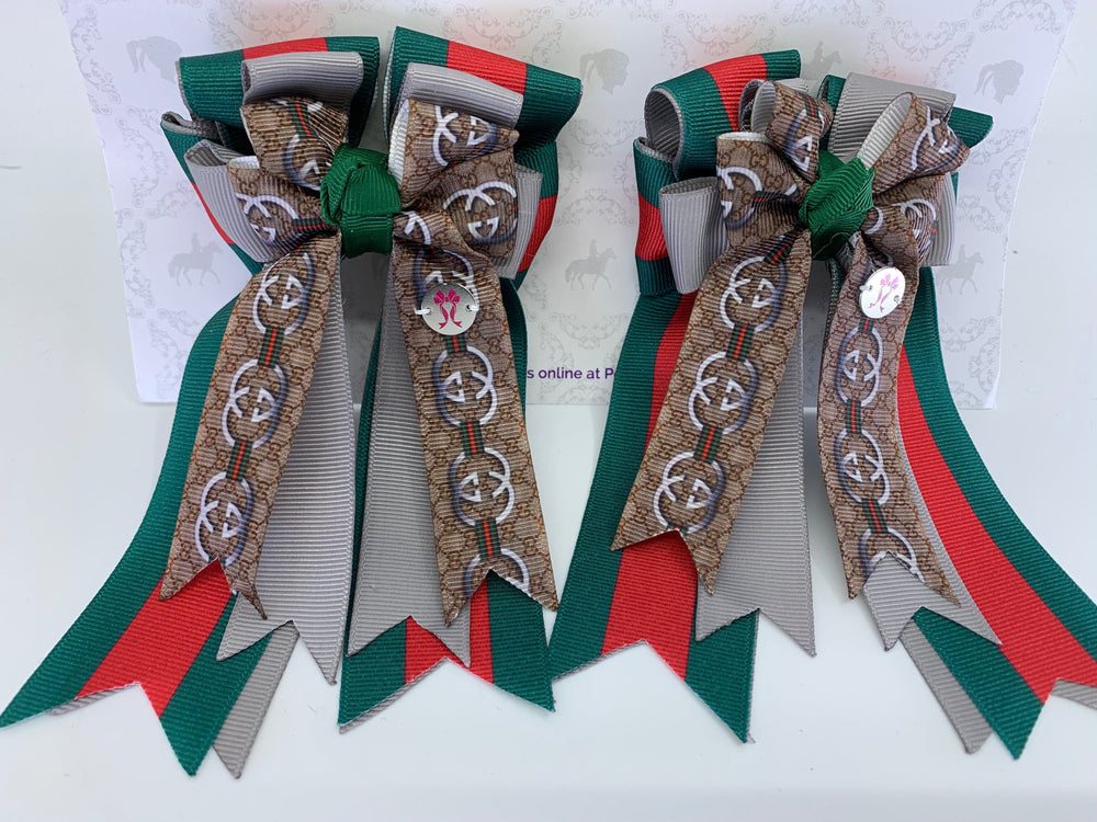 PonyTail Bows 3" Tails PonyTail Bows- Designer G Chrome equestrian team apparel online tack store mobile tack store custom farm apparel custom show stable clothing equestrian lifestyle horse show clothing riding clothes PonyTail Bows | Equestrian Hair Accessories horses equestrian tack store