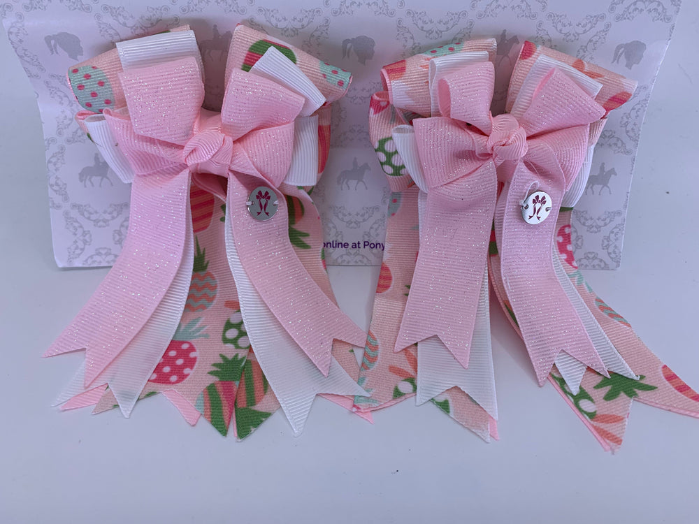 PonyTail Bows 3" Tails PonyTail Bows- Pineapple Fun Pink equestrian team apparel online tack store mobile tack store custom farm apparel custom show stable clothing equestrian lifestyle horse show clothing riding clothes PonyTail Bows | Equestrian Hair Accessories horses equestrian tack store