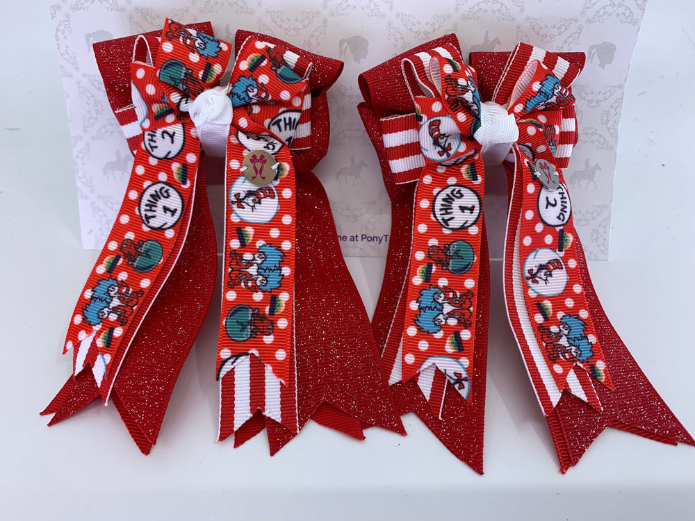 PonyTail Bows 3" Tails PonyTail Bows- Thing 1 & Thing 2 equestrian team apparel online tack store mobile tack store custom farm apparel custom show stable clothing equestrian lifestyle horse show clothing riding clothes PonyTail Bows | Equestrian Hair Accessories horses equestrian tack store