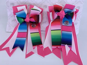 PonyTail Bows 3" Tails PonyTail Bows- Pink White Stripes equestrian team apparel online tack store mobile tack store custom farm apparel custom show stable clothing equestrian lifestyle horse show clothing riding clothes PonyTail Bows | Equestrian Hair Accessories horses equestrian tack store
