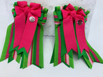 PonyTail Bows- Pink Green Stripes