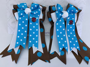 PonyTail Bows 3" Tails PonyTail Bows- Java Blue Polka Dots equestrian team apparel online tack store mobile tack store custom farm apparel custom show stable clothing equestrian lifestyle horse show clothing riding clothes Abbie Horse Show Bows | PonyTail Bows | Equestrian Hair Accessories horses equestrian tack store