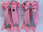 PonyTail Bows- Pink/Gray Bits