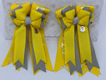 PonyTail Bows- Yellow/Gray Bits