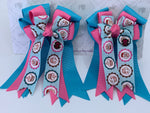 PonyTail Bows- Turquoise/Pink Cupcakes