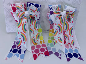PonyTail Bows 3" Tails PonyTail Bows- Rainbows & Polka Dots equestrian team apparel online tack store mobile tack store custom farm apparel custom show stable clothing equestrian lifestyle horse show clothing riding clothes PonyTail Bows | Equestrian Hair Accessories horses equestrian tack store