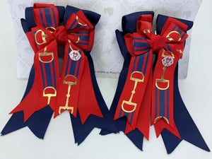 PonyTail Bows 3" Tails PonyTail Bows- Navy Red Bits equestrian team apparel online tack store mobile tack store custom farm apparel custom show stable clothing equestrian lifestyle horse show clothing riding clothes PonyTail Bows | Equestrian Hair Accessories horses equestrian tack store