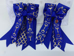 PonyTail Bows- Fancy Royal Blue Bits