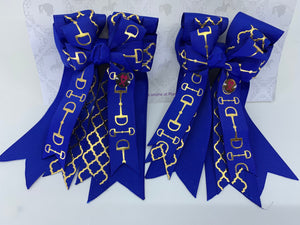 PonyTail Bows 3" Tails PonyTail Bows- Fancy Royal Blue Bits equestrian team apparel online tack store mobile tack store custom farm apparel custom show stable clothing equestrian lifestyle horse show clothing riding clothes PonyTail Bows | Equestrian Hair Accessories horses equestrian tack store