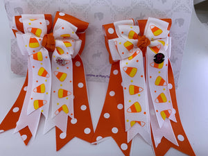 PonyTail Bows 3" Tails PonyTail Bows- Candy Corn Orange equestrian team apparel online tack store mobile tack store custom farm apparel custom show stable clothing equestrian lifestyle horse show clothing riding clothes PonyTail Bows | Equestrian Hair Accessories horses equestrian tack store