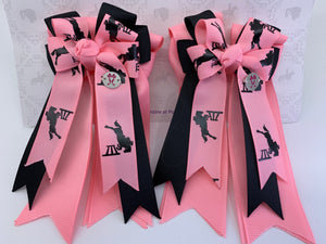 PonyTail Bows 3" Tails PonyTail Bows- Show Jumping Pink equestrian team apparel online tack store mobile tack store custom farm apparel custom show stable clothing equestrian lifestyle horse show clothing riding clothes PonyTail Bows | Equestrian Hair Accessories horses equestrian tack store