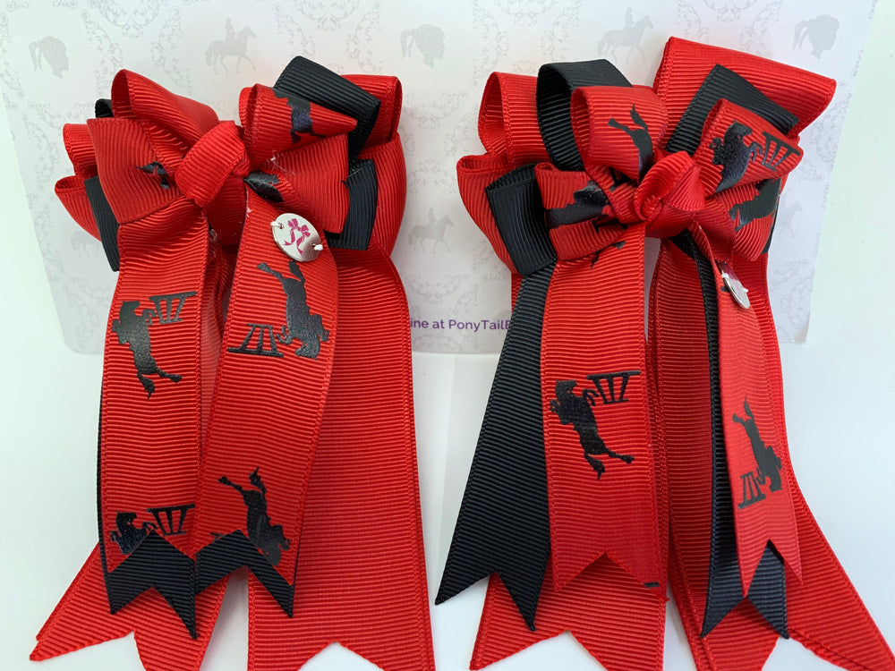PonyTail Bows- Show Jumping Red