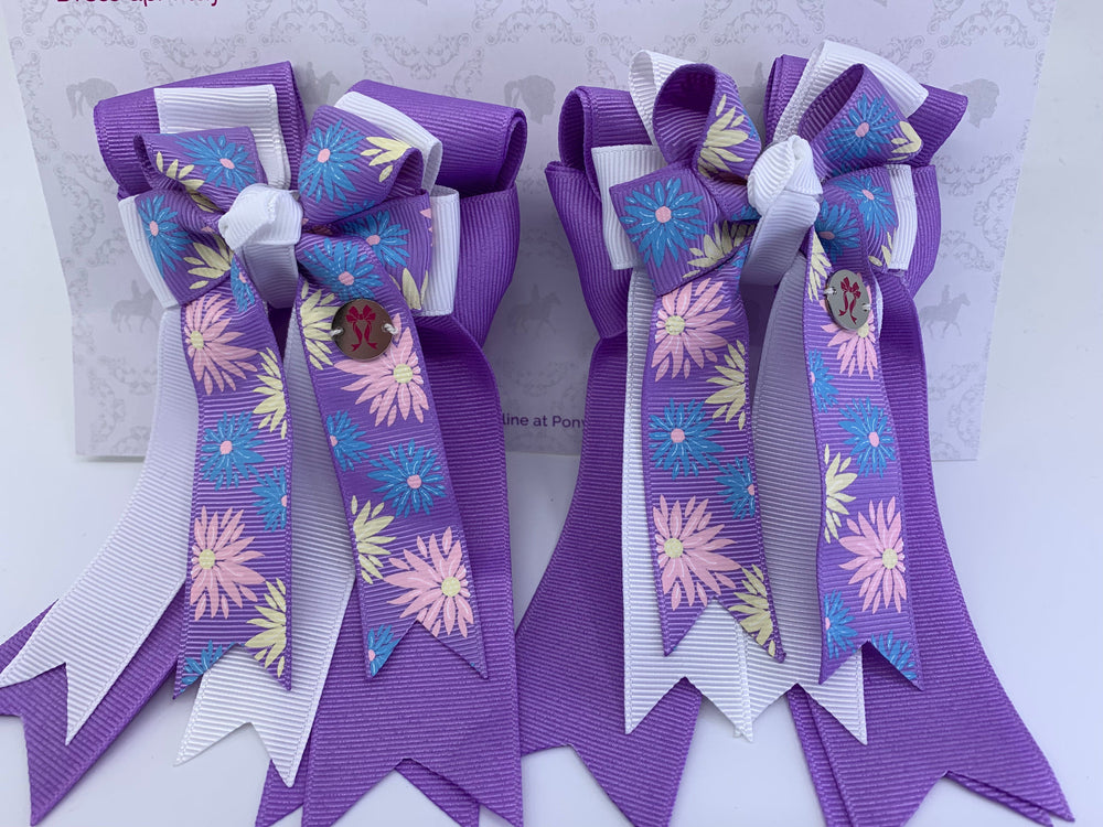 Mia Spirit Satin Ribbon Bow Ponytailers - Royal Blue Purple