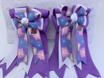 PonyTail Bows- Purple Spring Flowers
