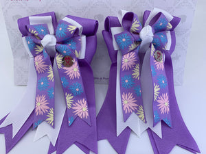 PonyTail Bows 3" Tails PonyTail Bows- Purple Spring Flowers equestrian team apparel online tack store mobile tack store custom farm apparel custom show stable clothing equestrian lifestyle horse show clothing riding clothes PonyTail Bows | Equestrian Hair Accessories horses equestrian tack store