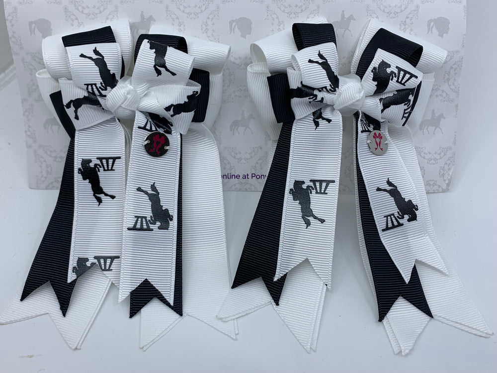 PonyTail Bows 3" Tails PonyTail Bows- Show Jumping White equestrian team apparel online tack store mobile tack store custom farm apparel custom show stable clothing equestrian lifestyle horse show clothing riding clothes PonyTail Bows | Equestrian Hair Accessories horses equestrian tack store