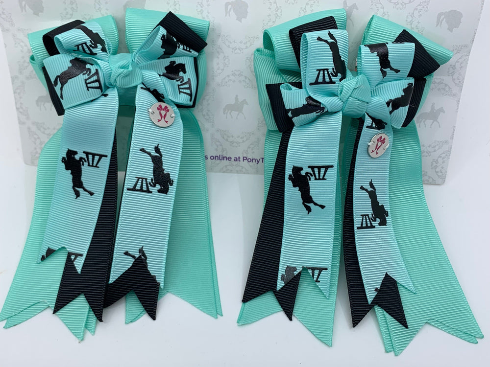 PonyTail Bows- Show Jumping Mint Green