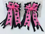PonyTail Bows- Pink Paws/Stripe
