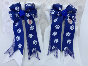 PonyTail Bows 3" Tails PonyTail Bows- Royal Paws/Stripe equestrian team apparel online tack store mobile tack store custom farm apparel custom show stable clothing equestrian lifestyle horse show clothing riding clothes PonyTail Bows | Equestrian Hair Accessories horses equestrian tack store