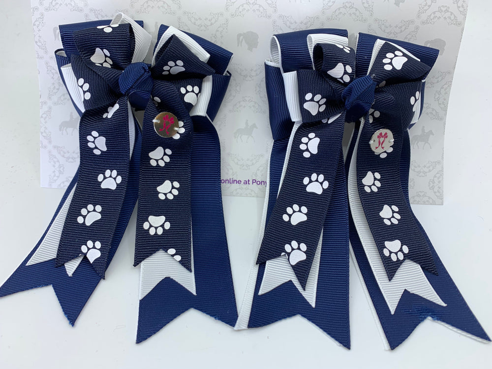 PonyTail Bows 3" Tails PonyTail Bows- Navy Paws equestrian team apparel online tack store mobile tack store custom farm apparel custom show stable clothing equestrian lifestyle horse show clothing riding clothes PonyTail Bows | Equestrian Hair Accessories horses equestrian tack store