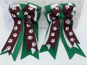 PonyTail Bows 3" Tails PonyTail Bows- Java/Green Paws equestrian team apparel online tack store mobile tack store custom farm apparel custom show stable clothing equestrian lifestyle horse show clothing riding clothes PonyTail Bows | Equestrian Hair Accessories horses equestrian tack store