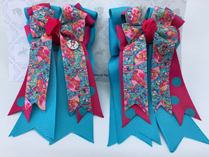 PonyTail Bows 3" Tails PonyTail Bows- Fountain Blue Flamingo equestrian team apparel online tack store mobile tack store custom farm apparel custom show stable clothing equestrian lifestyle horse show clothing riding clothes PonyTail Bows | Equestrian Hair Accessories horses equestrian tack store