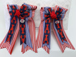 PonyTail Bows- Red/White/Blue Lobster