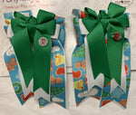 Green Christmas Cookies PonyTail Bows