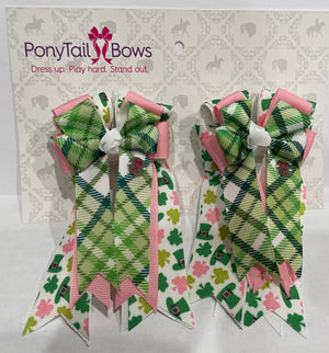 PonyTail Bows 3" Tails Lucky Irish Pink PonyTail Bows equestrian team apparel online tack store mobile tack store custom farm apparel custom show stable clothing equestrian lifestyle horse show clothing riding clothes PonyTail Bows | Equestrian Hair Accessories horses equestrian tack store