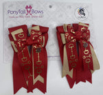 Red Gold Bits PonyTail Bows