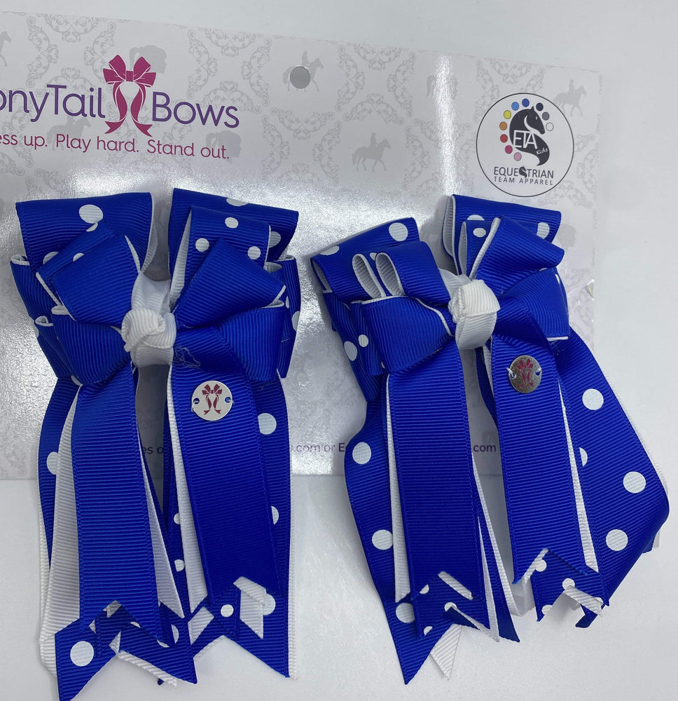 PonyTail Bows 3" Tails Royal Polka Dot PonyTail Bows equestrian team apparel online tack store mobile tack store custom farm apparel custom show stable clothing equestrian lifestyle horse show clothing riding clothes Abbie Horse Show Bows | PonyTail Bows | Equestrian Hair Accessories horses equestrian tack store?id=28095002640550