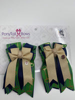 Lucky Bits/Navy Green PonyTail Bows
