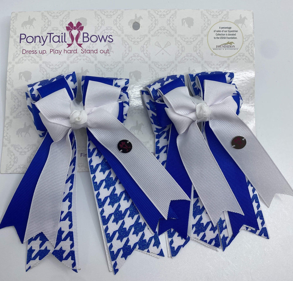 PonyTail Bows 3" Tails Houndstooth Royal PonyTail Bows equestrian team apparel online tack store mobile tack store custom farm apparel custom show stable clothing equestrian lifestyle horse show clothing riding clothes PonyTail Bows | Equestrian Hair Accessories horses equestrian tack store?id=28095581880486