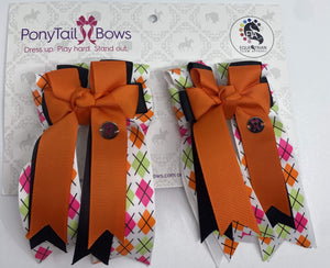PonyTail Bows 3" Tails Argyle Orange/Black PonyTail Bows equestrian team apparel online tack store mobile tack store custom farm apparel custom show stable clothing equestrian lifestyle horse show clothing riding clothes PonyTail Bows | Equestrian Hair Accessories horses equestrian tack store?id=28113619353766