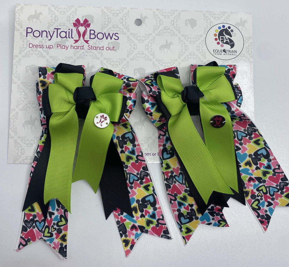All The Hearts Lime PonyTail Bows
