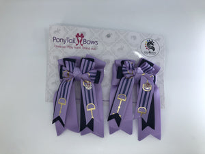 PonyTail Bows 3" Tails Light Purple Navy Bits PonyTail Bows equestrian team apparel online tack store mobile tack store custom farm apparel custom show stable clothing equestrian lifestyle horse show clothing riding clothes PonyTail Bows | Equestrian Hair Accessories horses equestrian tack store