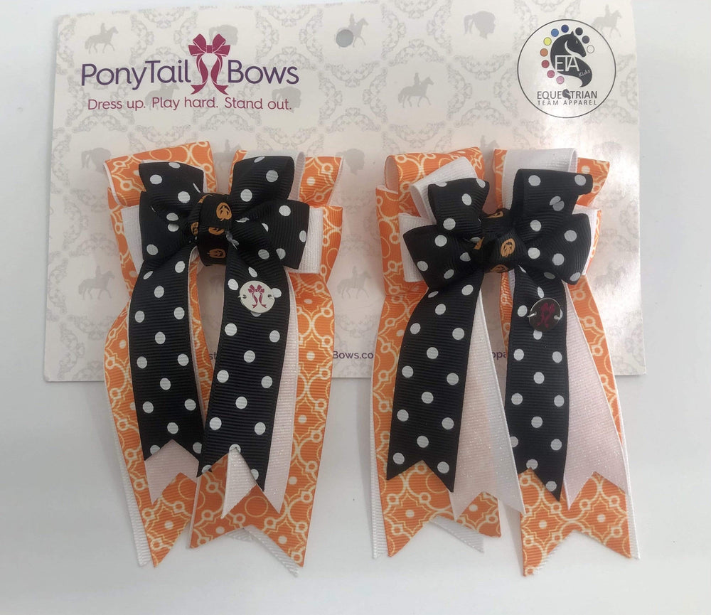 PonyTail Bows 3" Tails Orange White Polka Dot PonyTail Bows equestrian team apparel online tack store mobile tack store custom farm apparel custom show stable clothing equestrian lifestyle horse show clothing riding clothes PonyTail Bows | Equestrian Hair Accessories horses equestrian tack store?id=22565363351718