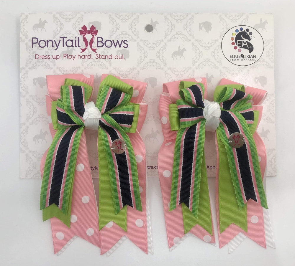 Pink White Polka Dot PonyTail Bows
